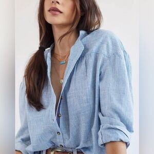 Pilcro peasant Blue Button Down Shirt
